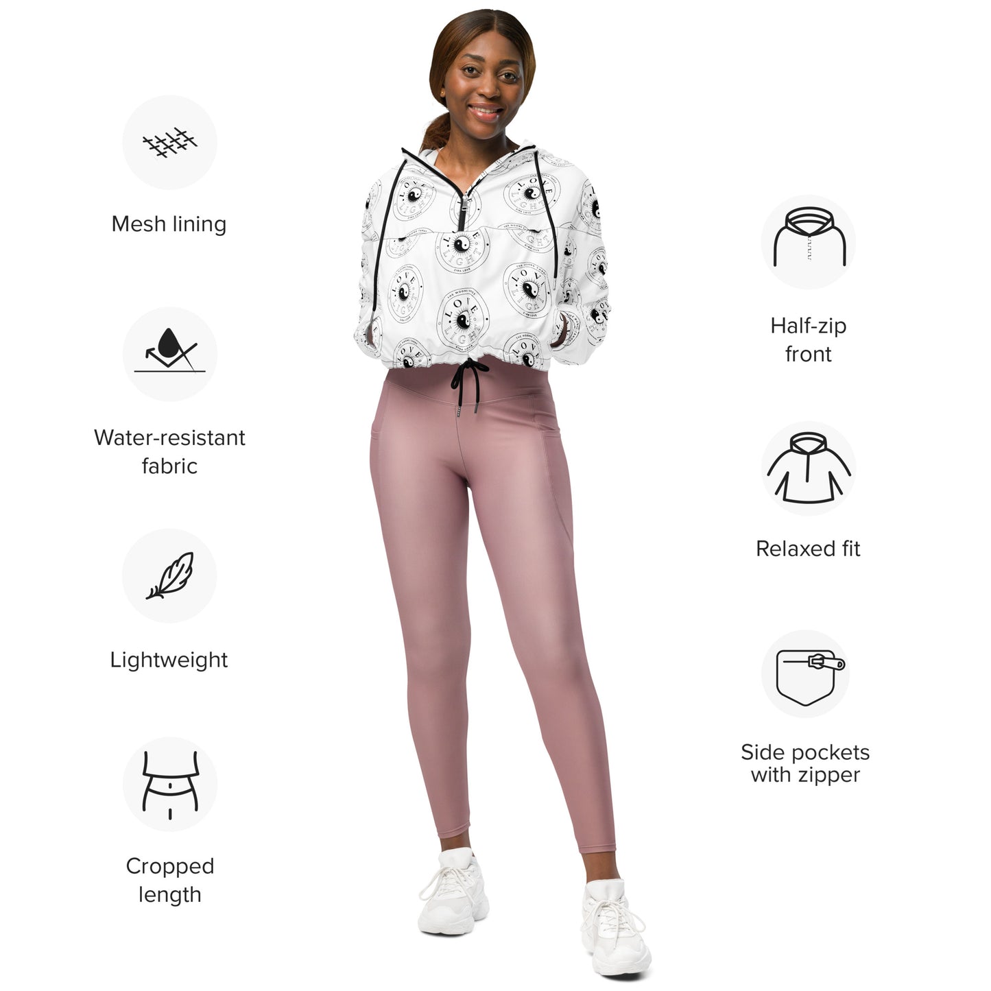 Love and Light Cropped Windbreaker Jacket