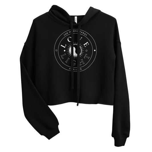 Love and Light Raw Hem Crop Hoodie : White