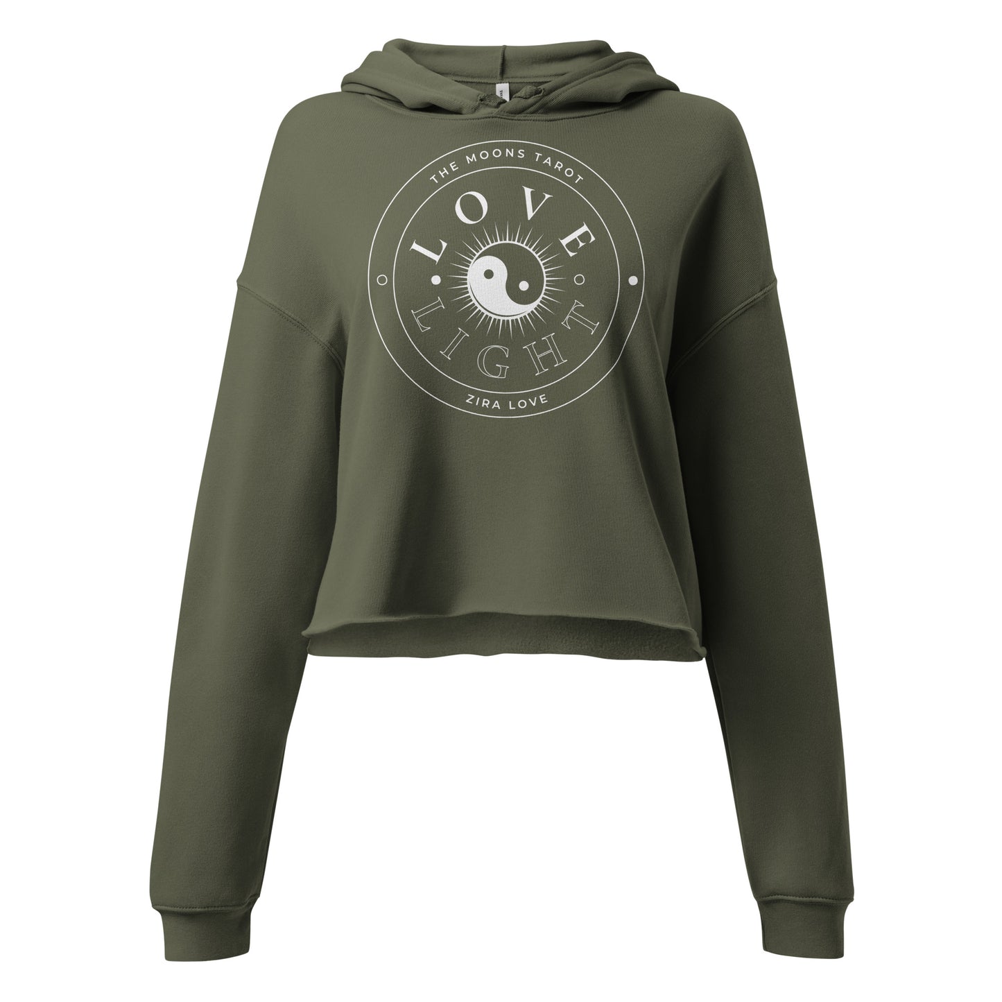 Love and Light Raw Hem Crop Hoodie : White
