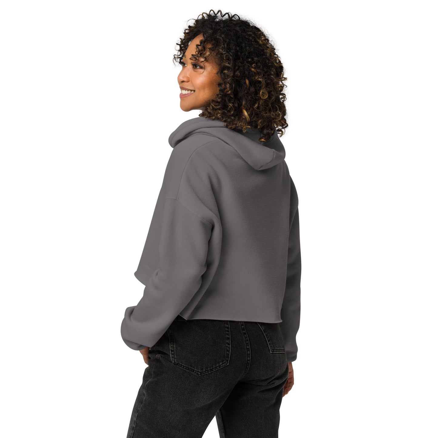 Love and Light Raw Hem Crop Hoodie : White