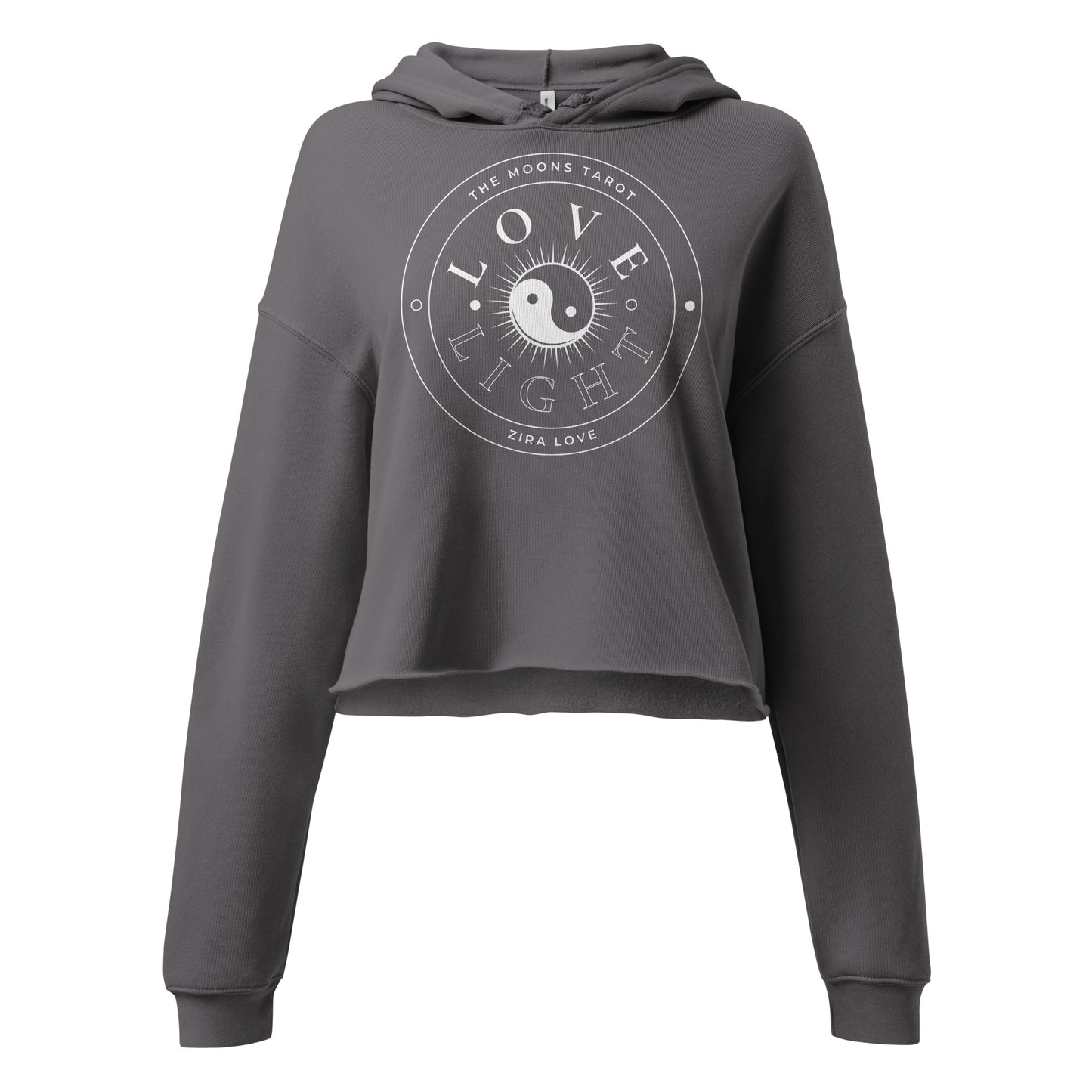 Love and Light Raw Hem Crop Hoodie : White